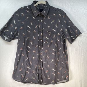 Benson Button Up HAWAIIAN Shirt Men’s Sz Medium Novelty All Over Swimmer Print